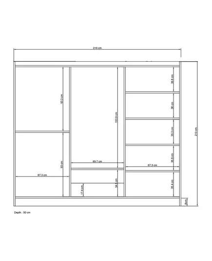 Lavinia Anthracite 6 Doors 2 Drawers Wardrobe 50 x 210 x 210 cm - Wholesale - Black - Sunroyal Concept TijaraHub