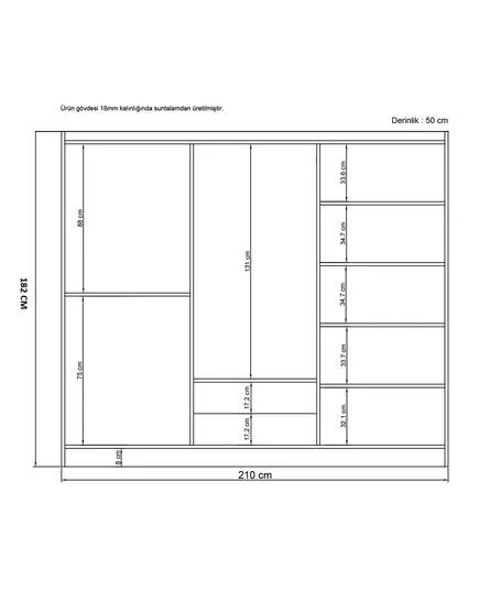 Lavinia Anthracite 6 Doors 2 Drawers Wardrobe 50 x 210 x 182 cm - Wholesale - Black - Sunroyal Concept TijaraHub