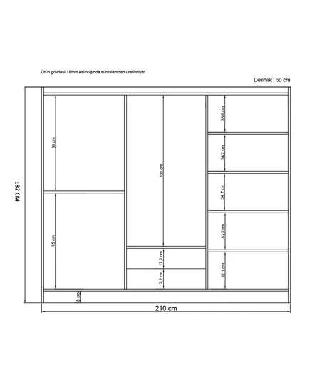 Bahar Anthracite 6 Doors 2 Drawers Wardrobe 50 x 210 x 182 cm - Wholesale - Black - Sunroyal Concept
TijaraHub