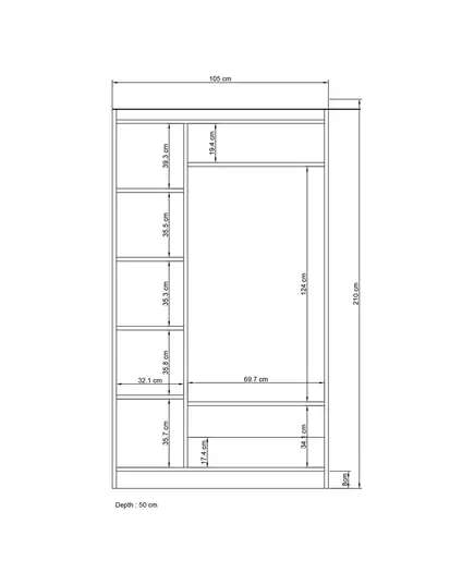 Bahar Anthracite 3 Doors 2 Drawers Wardrobe 50 x 105 x 210 cm - Wholesale - Black - Sunroyal Concept TijaraHub