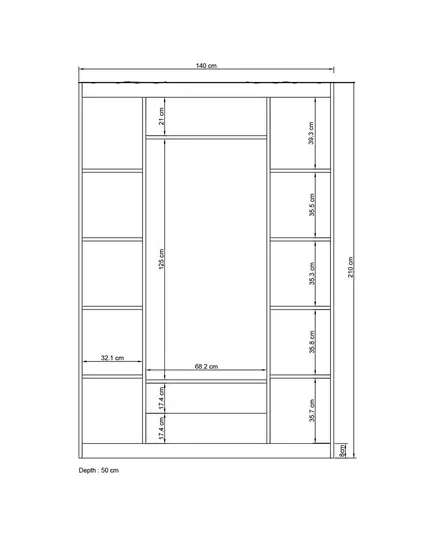 Bahar Anthracite 4 Doors 2 Drawers Wardrobe 50 x 140 x 210 cm - Wholesale - Black - Sunroyal Concept TijaraHub