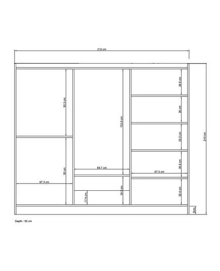 Bahar Anthracite 6 Doors 2 Drawers Wardrobe 50 x 210 x 210 cm - Wholesale - Black - Sunroyal Concept
TijaraHub