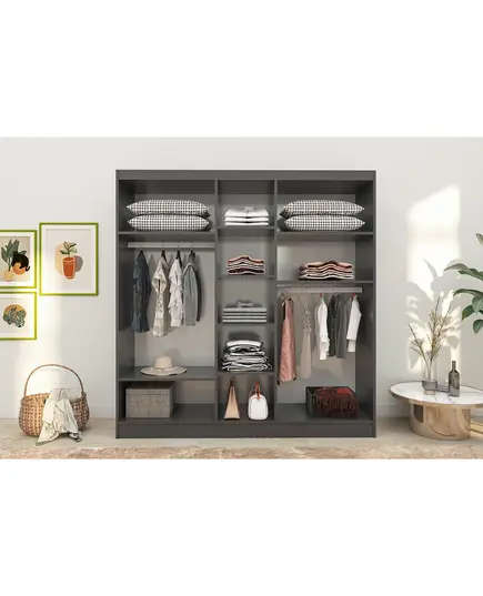 Bahar Anthracite 5 Doors Wardrobe 50 x 175 x 210 cm - Wholesale - Black - Sunroyal Concept TijaraHub