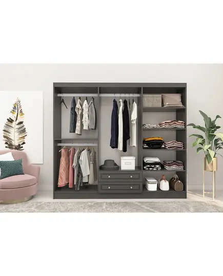 Bahar Anthracite 6 Doors 2 Drawers Wardrobe 50 x 210 x 182 cm - Wholesale - Black - Sunroyal Concept
TijaraHub