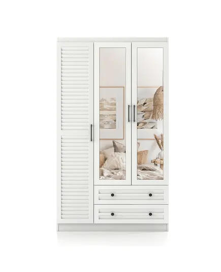 Nil 3 Doors 2 Drawers Wardrobe 50 x 105 x 182 cm - Wholesale - White - Sunroyal Concept TijaraHub