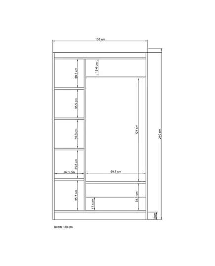 Lavinia 3 Doors 2 Drawers Wardrobe 50 x 105 x 210 cm - Wholesale - White - Sunroyal Concept TijaraHub