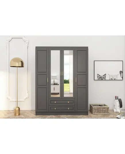 Bahar Anthracite 4 Doors 2 Drawers Wardrobe 50 x 140 x 210 cm - Wholesale - Black - Sunroyal Concept
TijaraHub