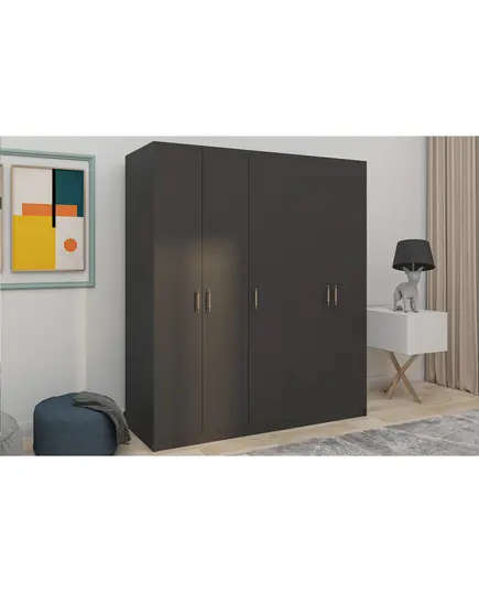 Lavinia Anthracite 5 Doors Wardrobe 50 x 175 x 210 cm - Wholesale - Black - Sunroyal Concept TijaraHub