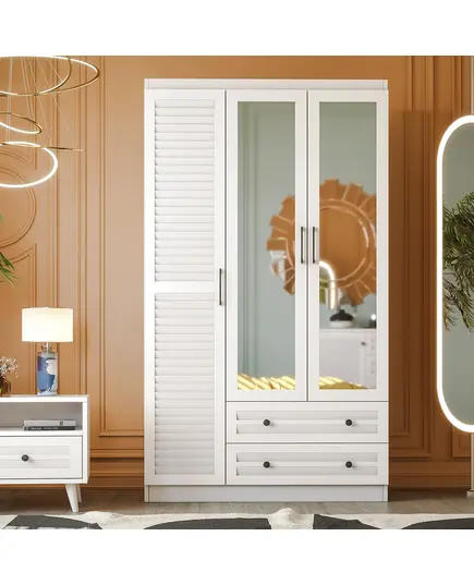 Nil 3 Doors 2 Drawers Wardrobe 50 x 105 x 182 cm - Wholesale - White - Sunroyal Concept TijaraHub