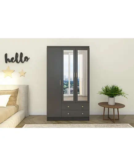 Lavinia Anthracite 3 Doors 2 Drawers Wardrobe 50 x 105 x 182 cm - Wholesale - Black - Sunroyal Concept TijaraHub