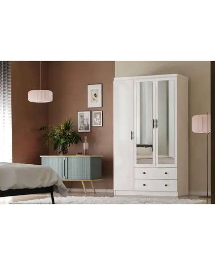 Lavinia 3 Doors 2 Drawers Wardrobe 50 x 105 x 182 cm - Wholesale - White - Sunroyal Concept TijaraHub