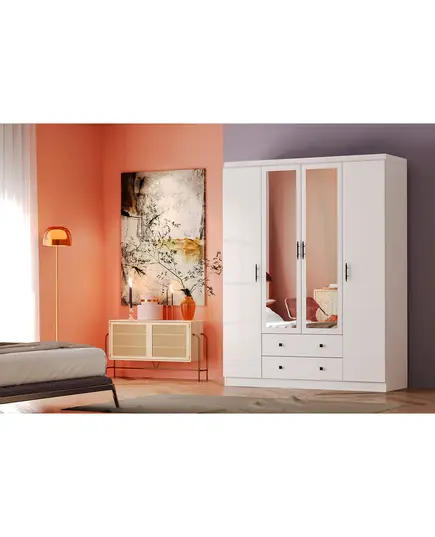 Lavinia 4 Doors 2 Drawers Wardrobe 50 x 140 x 182 cm - Wholesale - White - Sunroyal Concept
TijaraHub