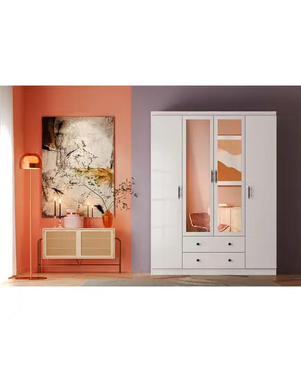 Lavinia 4 Doors 2 Drawers Wardrobe 50 x 140 x 182 cm - Wholesale - White - Sunroyal Concept TijaraHub