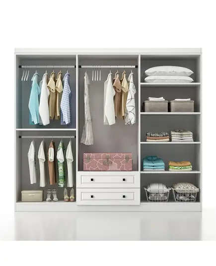 Bahar 6 Doors 2 Drawers Wardrobe 50 x 210 x 182 cm - Wholesale - White - Sunroyal Concept TijaraHub