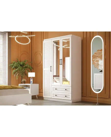 Nil 3 Doors 2 Drawers Wardrobe 50 x 105 x 182 cm - Wholesale - White - Sunroyal Concept TijaraHub