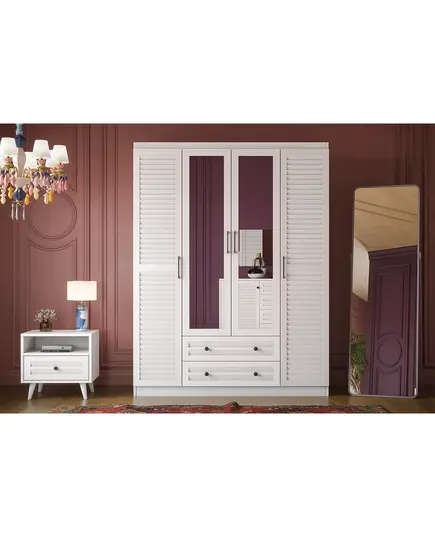 Nil 4 Doors 2 Drawers Wardrobe 50 x 140 x 182 cm - Wholesale - White - Sunroyal Concept
TijaraHub