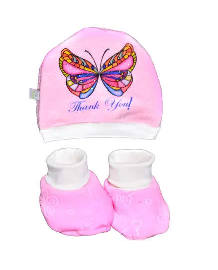 Butterfly Winter Hat and Socks - Soft Cotton Comfort, New Baby's Clothing - B2B - Baby Shoora - TijaraHub