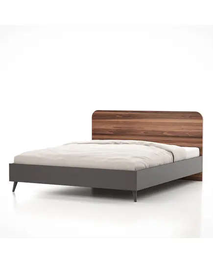 Lavinia Walnut Double Bed 202 x 165 x 90 cm - Wholesale - Brown- Sunroyal Concept TijaraHub