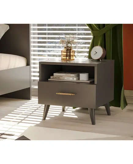 Lavinia Anthracite Nightstand 38 x 45 x 47 cm - Wholesale - Black - Sunroyal Concept TijaraHub