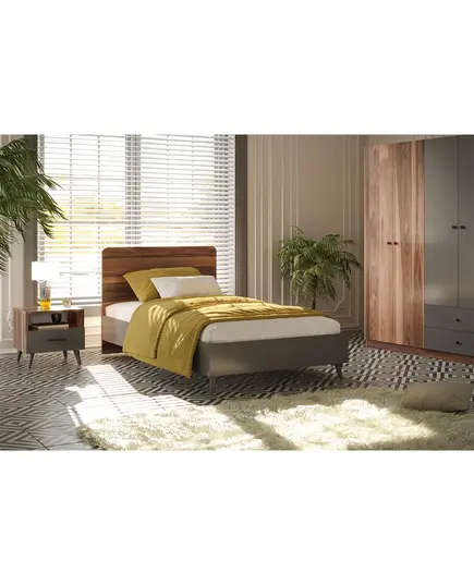 Lavinia Walnut Single Bed 159 x 95 x 85 cm - Wholesale - Brown - Sunroyal Concept TijaraHub