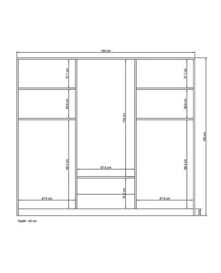 Royal 6 Doors Wardrobe 45 x 180 x 180 cm - Wholesale - Walnut - Sunroyal Concept TijaraHub