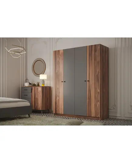 Royal 4 Doors Wardrobe 41 x 120 x 170 cm - Wholesale - Walnut - Sunroyal Concept TijaraHub