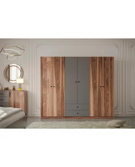 Royal 6 Doors Wardrobe 45 x 180 x 180 cm - Wholesale - Walnut - Sunroyal Concept TijaraHub