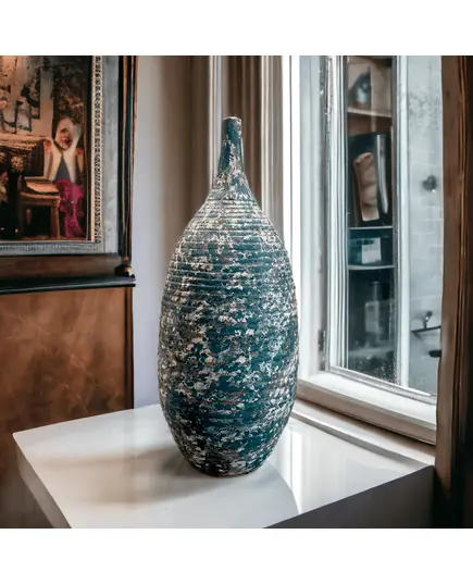 Aqua Glow Pottery Vase - Wholesale Luxe Craft - Elegant Home & Garden Décor - Kvell Masterpiece​ - TijaraHub