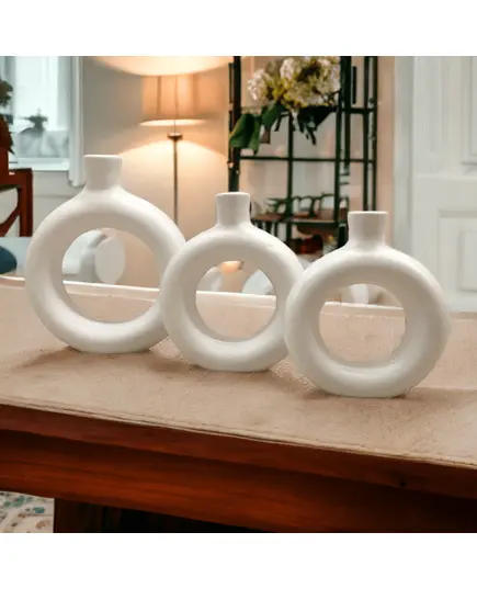 Donut Vases Set - White Color - Wholesale Luxe Craft - Elegant Home & Garden Décor - Kvell Masterpiece - TijaraHub