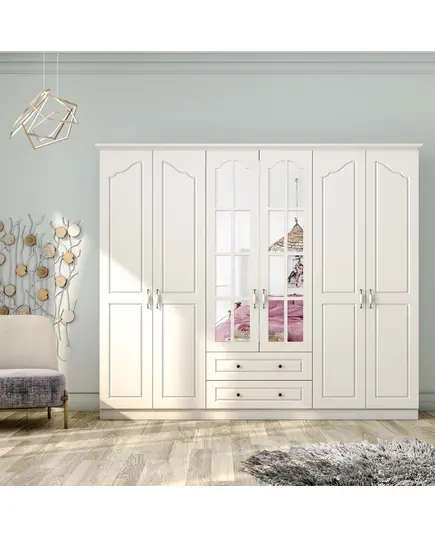 Zenio Assos Diamond 6 Door 2 Drawer Wardrobe – Bulk – Turkish Furniture – Zenio Mobilya. TijaraHub!