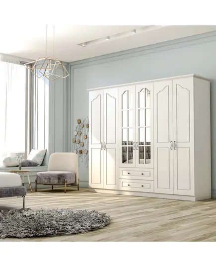 Zenio Assos Diamond 6 Door 2 Drawer Wardrobe – Bulk – Turkish Furniture – Zenio Mobilya. TijaraHub!