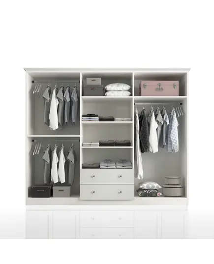 Zenio Side 6 Door 2 Drawer Mirrored White Wardrobe – Bulk – Turkish Furniture – Zenio Mobilya. TijaraHub!