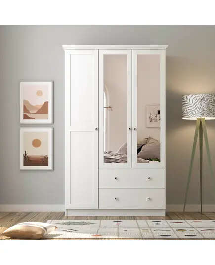 Zenio Side 3 Door 2 Drawer Mirrored White Wardrobe – Bulk – Turkish Furniture – Zenio Mobilya. TijaraHub!