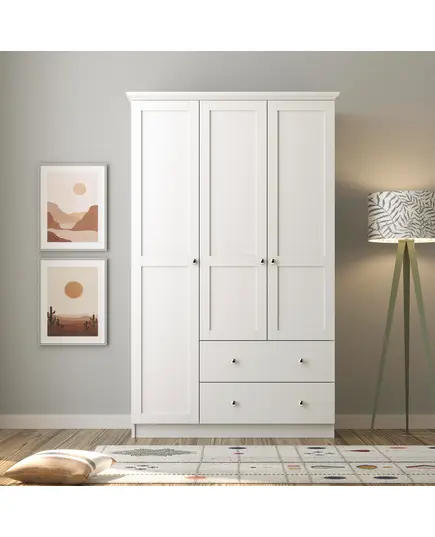 Zenio Side 3 Door 2 Drawer White Wardrobe – Bulk – Turkish Furniture – Zenio Mobilya. TijaraHub!