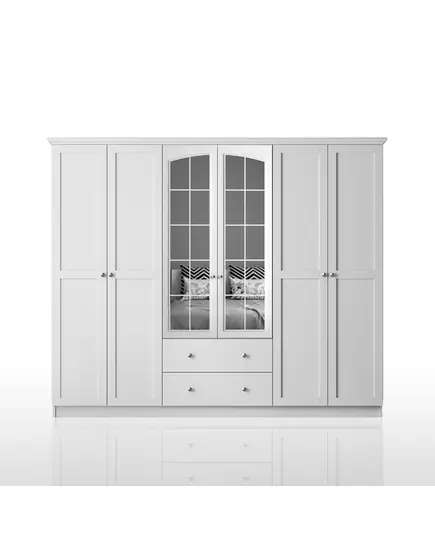 Zenio Side Rose 6 Door 2 Drawer Mirrored White Wardrobe – Bulk – Turkish Furniture – Zenio Mobilya. tIJARAhUB!