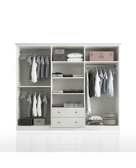 Zenio Side 6 Door 2 Drawer White Wardrobe – Bulk – Turkish Furniture – Zenio Mobilya. TijaraHub!