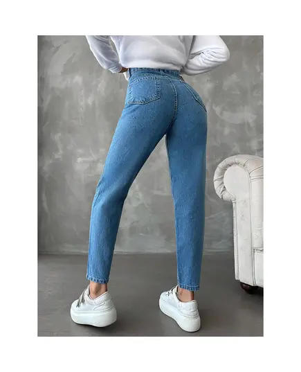 Mom Denim Trousers With Classic Front Pocket - Wholesale - Mid İndigo - DEMA TijaraHub