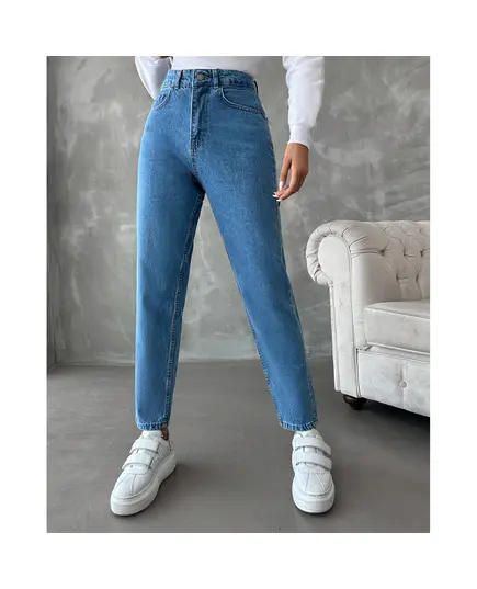 Mom Denim Trousers With Classic Front Pocket - Wholesale - Mid İndigo - DEMA TijaraHub