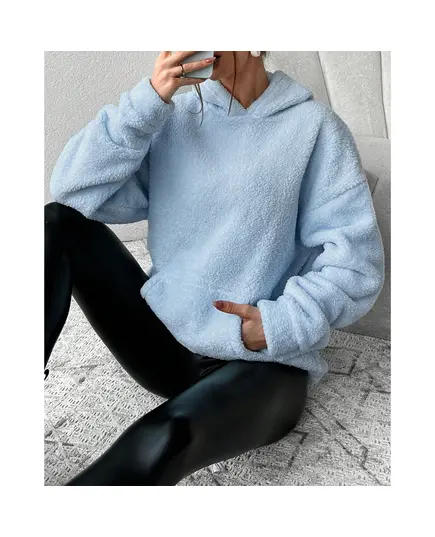 Long Knitting Wellsoft Sweatshirt With Hoodie - Wholesale - Blue - DEMA TijaraHub