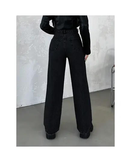 Palazzo Denim Trousers With Classic Front Pocket - Wholesale - Black - DEMA TijaraHub