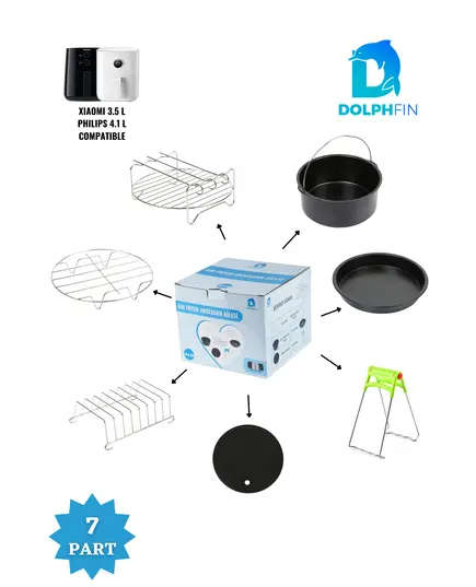 Stainless Steel Fryer Accessory Set Compatible With All Air Fryer Models Xiaomi 3.5 Lt and Philips 4.1 - Wholesale - Home Appliance - Dolphin - Tijarahub