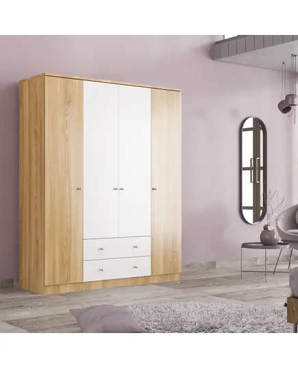 Zenio Sapphire Oak 4 Door 2 Drawer Wardrobe – Bulk – Turkish Furniture – Zenio Mobilya. TijaraHub!