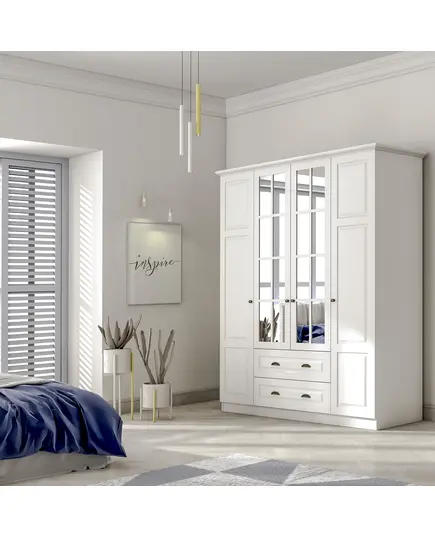 Zenio Knidos 4 Door 2 Drawer Wardrobe – Bulk – Turkish Furniture – Zenio Mobilya. TijaraHub!