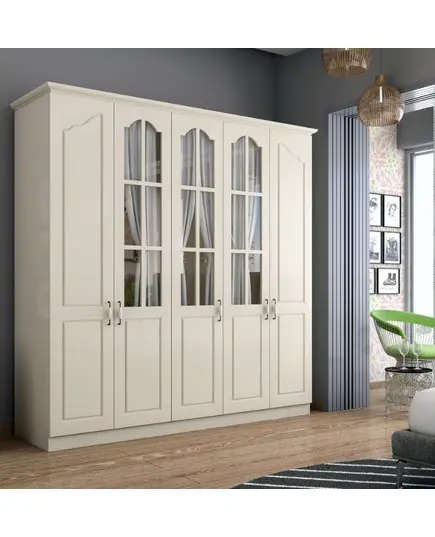 Zenio Assos 5 Door Wardrobe White – Bulk – Turkish Furniture – Zenio Mobilya. TijaraHub!
