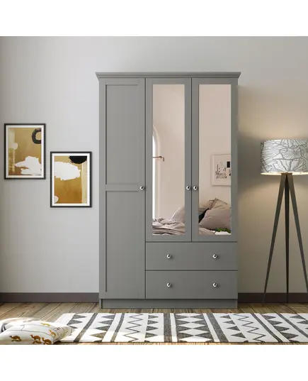 Zenio Side 3 Door 2 Drawer Mirrored Wardrobe Anthracite – Bulk – Turkish Furniture – Zenio Mobilya. TijaraHub!