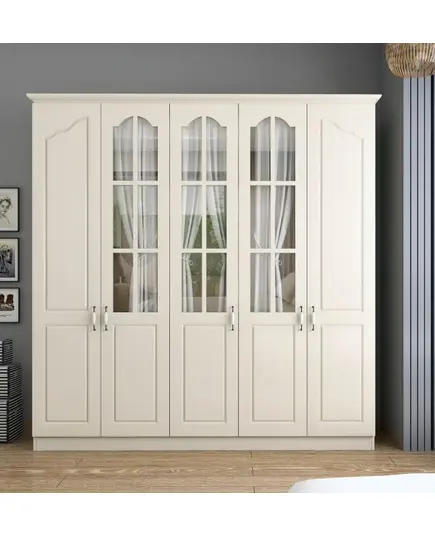 Zenio Assos 5 Door Wardrobe White – Bulk – Turkish Furniture – Zenio Mobilya. TijaraHub!