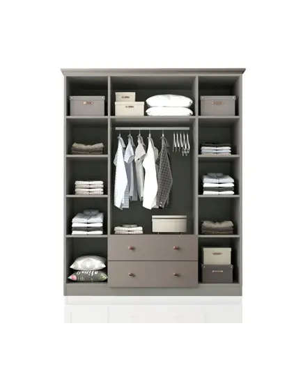 Zenio Side 4 Door 2 Drawer Mirrored Wardrobe Anthracite – Bulk – Turkish Furniture – Zenio Mobilya. TijaraHub!