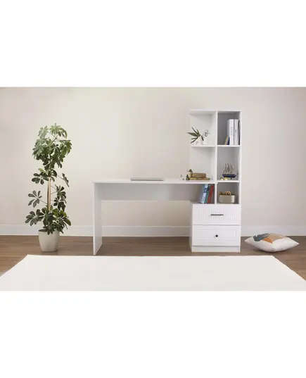 Zenio Ares Desk with Bookshelf and Drawer - White – B2B – Turkish Furniture – Zenio Mobilya​ - TijaraHub