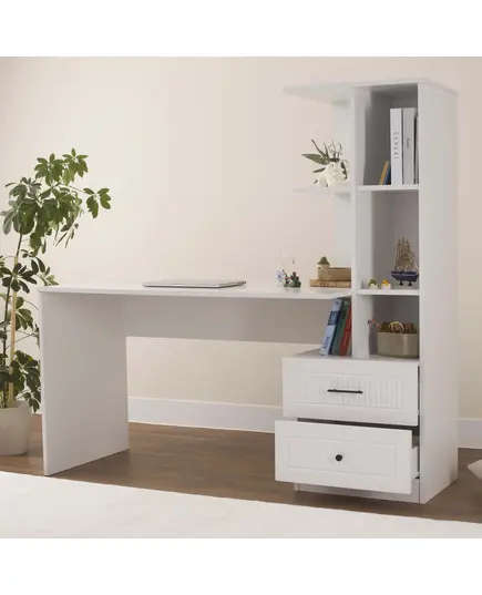 Zenio Ares Desk with Bookshelf and Drawer - White – B2B – Turkish Furniture – Zenio Mobilya​ - TijaraHub