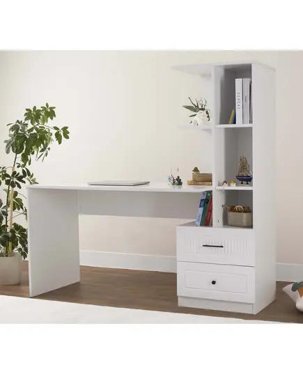 Zenio Ares Desk with Bookshelf and Drawer - White – B2B – Turkish Furniture – Zenio Mobilya​ - TijaraHub